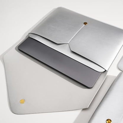PU Leather Laptop Sleeve Compatible with New 14 inch MacBook Pro A2992 A2918,Old MacBook Pro Air 13, Surface Laptop 7th Gen 13.5, Thinkpad X1 Carbon 14 Set of 4PCS Color Silver - color: Silver, size: 14Inch Laptop
