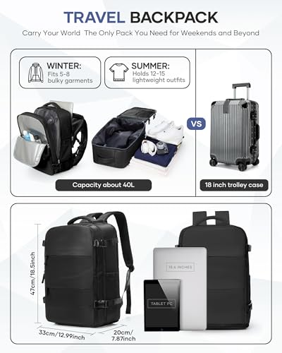 Vacuum Backpack Travel with Air Pump, Vacuum Seal Travel Backpack with Vacuum Compression System, Mochila de viaje compresion al vacio - color: A- Black