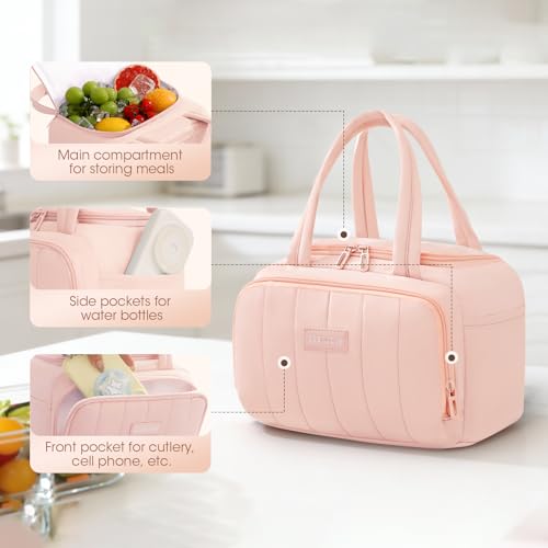 Lunch Box for Women 7L Soft Insulated Lunch Bag Reusable Leakproof Lunch Cooler for Work Meal Picnic Hiking Camping Pink - color: Pink