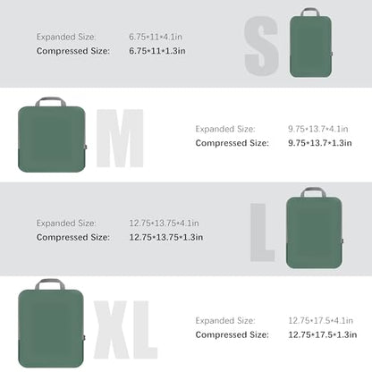 PANDA JOYS 4 Set Compression Packing Cubes Travel - Travel Accessories Expandable Packing Organizers for Carry On - Essentials Luggage Bags - Green - color: Green