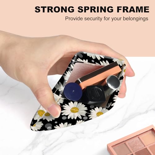 2Pcs PU Leather Small Squeeze Coin Purse Pouch Mini coin Bag Unique And Cute Wallet Cosmetic Bags Change Bag For Women Girls Men Daisy Print - color: Daisy Print