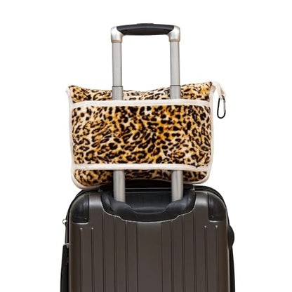 Carstens, Inc. Travel Blanket, Premium Compact 2-in-1 Airplane Blanket/Pillow, Leopard Print - color: Leopard Print