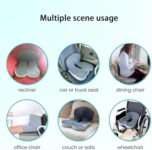 Orthopedic Cushion,Ergonomic Memory Foam L-Shaped Integrated Seat Cushions with Adjustable Strap,Ultra Breathable Non-Slip Design for Office Chair,Car,Wheelchair (Black) - color: Black