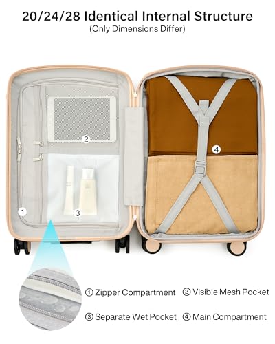 Hanke 20 Inch Expandable Carry On Luggage, 22x14x9 Airline Approved, TSA Lock Hard Shell Lightweight Suitcase for Men Women (Cuba Sand) - color: Cuba Sand, size: Expandable 20 Inch