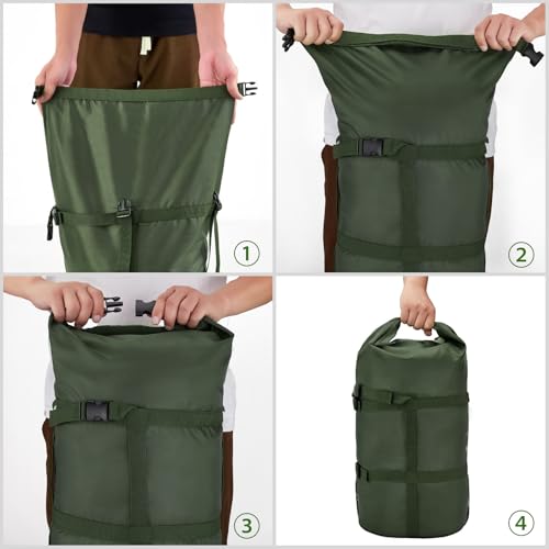 Compression Stuff Sack, 12L/24L/45L Sleeping Bag Cover Sack Sleeping Bags Storage Stuff Sack Organizer - Great Sleeping Bags Clothes Camping Hiking Backpacking - color: Green 12L-1 Pack