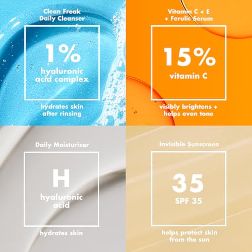 e.l.f. SKIN Wake the e.l.f. Up Skincare Kit, Travel-Size Hydrating Face Cleanser, Sunscreen, Moisturizer & Brightening Serum, Vegan & Cruelty-Free - style: Wake the e.l.f. Up Skincare Kit