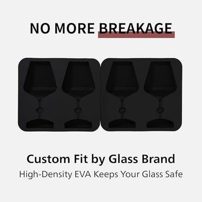 Woven Hardshell 2-Glass Wine Glass Case for Riedel (Glasses Not Included), Protective Stemware Carrier with Precision-Cut Multi-Fit EVA Foam for Travel and Storage - size: Riedel Multi-fit