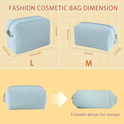 2pcs Makeup Bag Travel Toiletry Bag for Women Lightweight Make Up Bag Purse Organizer Pouches Large Cosmetic Bag Small Makeup Pouch Medicine Bag Travel Essentials for Women Lake Blue - color: lake blue