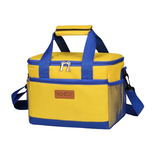iknoe Insulated Lunch Bag, Foldable 8.5L Cooler Bag for Men & Women, Leakproof Thermal Design, Great for Office, Picnic, Travel, Lunch Box, Yellow - color: Yellow, size: Medium