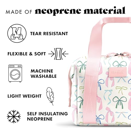Fit & Fresh Remi Lunch Bag for Women Work – Neoprene Lunch Tote with Containers & Ice Pack, Reusable Meal Prep Lunch Box, Large Capacity, Machine Washable, Dainty Bows - color: Dainty Bows