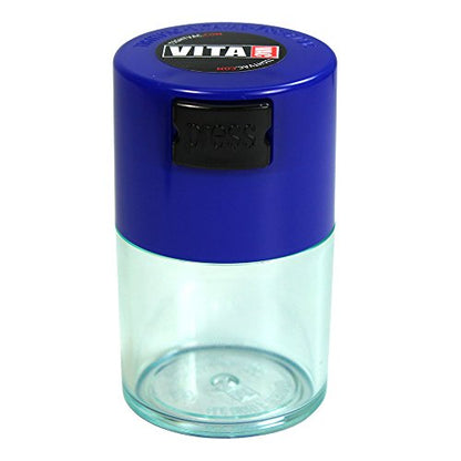 Vitavac - 5g to 20 grams Airtight Multi-Use Vacuum Seal Portable Storage Container for Dry Goods, Food, and Herbs - Dark Blue Clear - color: Dark Blue