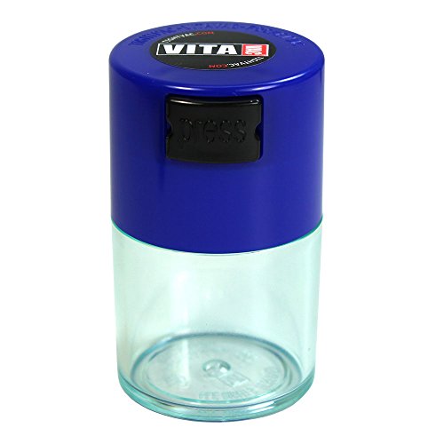 Vitavac - 5g to 20 grams Airtight Multi-Use Vacuum Seal Portable Storage Container for Dry Goods, Food, and Herbs - Dark Blue Clear - color: Dark Blue