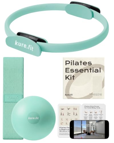 Pilates Kit for Women – Home Pilates Equipment Set with Ring, Ball & Resistance Bands | Pilates Starter Kit with Accessories in Gift Box - color: Sage, style: Essential Kit - 3PC