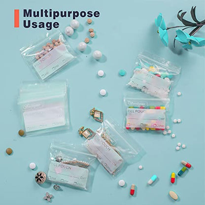 Serfeymi Pill Bags for Travel Pill Pouch Organizer Pack of 400 BPA Free 3 x 2.75 inch Reusable Pill Pouches for Medicine with Write on Label & Zipper Seal Waterproof AM PM Pill Baggies for Supplements - size: Pack of 400