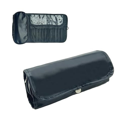 Travel Makeup Organizer, Foldable Roll-Up Cosmetic Storage Bag for Women (Black) - color: Black