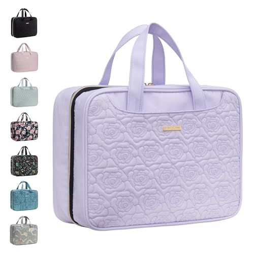 Everfun Travel Toiletry Bag with Hanging Hook and Leakproof Wet/Dry Compartments, Large Capacity Makeup Cosmetic Organizer for Women, 12x9x4.5 Inch, Light Purple - color: Light Purple, size: Large
