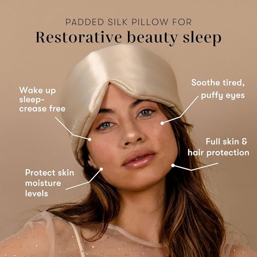 DROWSY Silk Sleep Mask - Face-Hugging, Padded Cocoon for Luxury Sleep in Total Darkness - 100% Pure Mulberry Silk (Dusty Gold) - color: Dusty Gold, size: 1 Count (Pack of 1)