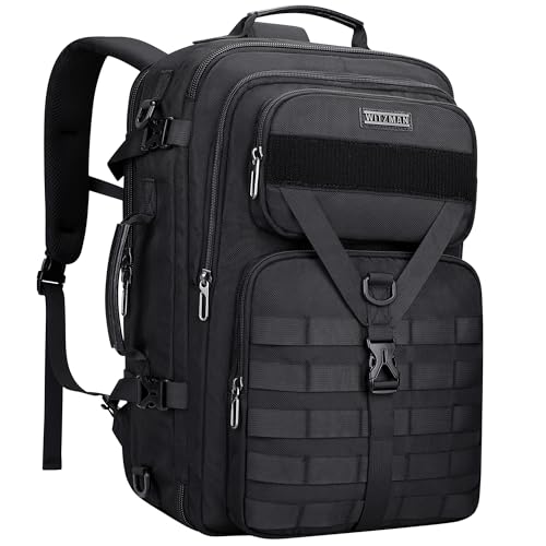 WITZMAN Carry On Travel Backpack for Men Large Convertible 45L Fit 17 Inch Laptop Backpack 3 in 1 Bag for Airline Approved(B688 Black) - color: Black