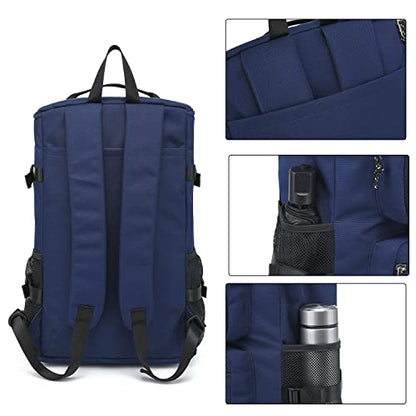 Kalesi Gym Duffle Bag Backpack 4-Way Waterproof with Shoes Compartment for travel Sport Hiking laptop (dark blue) - color: Dark Blue