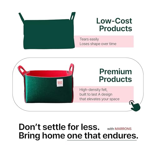 Collapsible Felt DEEPGREENRED Storage Bin Small 7.1"x5.1"x5.1" – Foldable Basket with Handles for Closet, Storage, Laundry Room Organization, Decorative Storage Baskets for Shelves - color: DEEPGREENRED, size: SMALL