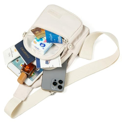 Banelu Small Sling Backpack Crossbody Bags for Women Men, Small Sling Bag Cross Body Bag Fanny Packs Crossbody Purses - Beige - color: C Beige