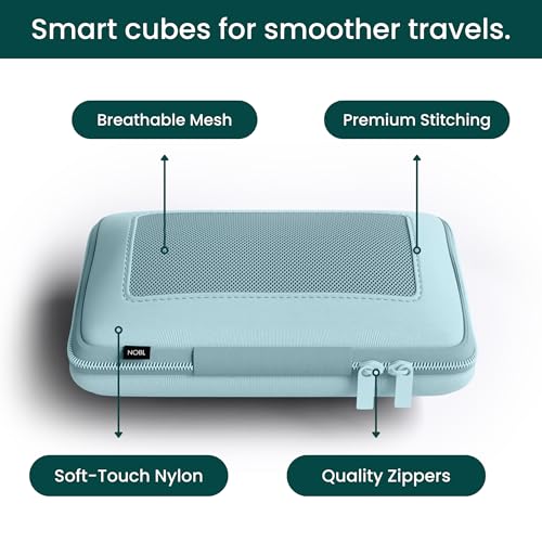 NOBL Travel Compressible Packing Cubes Set, 6 Pieces Travel Packing Organizers, Compression Luggage Cubes for Suitcases & Carry On, Space Saving (XXS, XS, S, M, L, XL) - Powder Blue - color: Powder Blue
