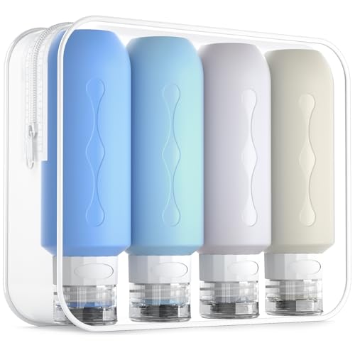 Gemice Travel Bottles for Toiletries, Tsa Approved Travel 6oz Size Containers with Clear Bag, BPA Free Leak Proof Travel Tubs Refillable Liquid Travel Accessories for Cometic Shampoo Lotion - color: Blue, size: 6oz(180ml)