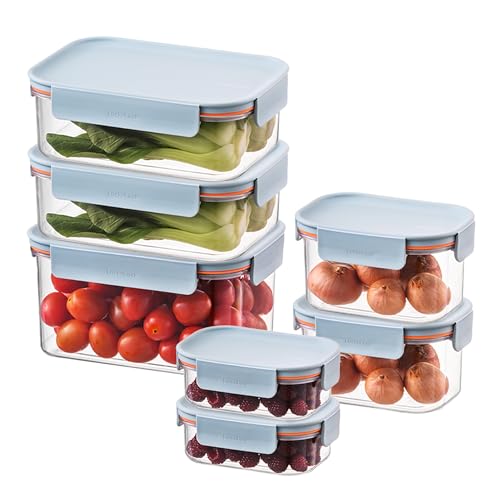 LocknLock Tritan Plastic Bisfree Modular Plus Food Storage Container Set, Lunch, Meal Prep, Stackable, BPA-Free, Leakproof, Freezer-Safe, 14 Pieces, 7 Boxes and 7 Lids, Mint, 1.5L - color: Mint, size: 14 set (7 containers & 7 Lids), 1500 ml