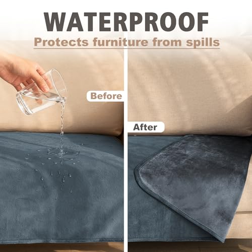 Ameritex Pet Bed Blanket Reversible 100% Waterproof Velvet Super Soft for Sofa and Bed - color: Blue+navyblue, size: 68x82 Inches