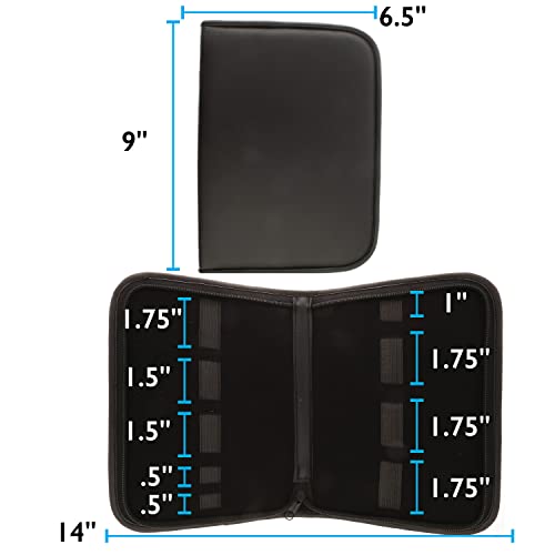 The Beadsmith Zippered Tool Pouch – 9” x 6.5” x 1.25” – 9 Bands – Made of Black Leatherette Material – Use to Store and Transport Craft Pliers and Tools - color: Black, size: 9 Bands - Black
