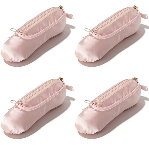 4Pcs Ballet Makeup Bag Bulk Dance Recital Gifts for Teen Ballerina Dancer Cosmetic Pouch Teacher Gifts Set Party Favors Pink - color: Pink 4