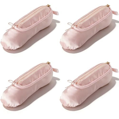 4Pcs Ballet Makeup Bag Bulk Dance Recital Gifts for Teen Ballerina Dancer Cosmetic Pouch Teacher Gifts Set Party Favors Pink - color: Pink 4