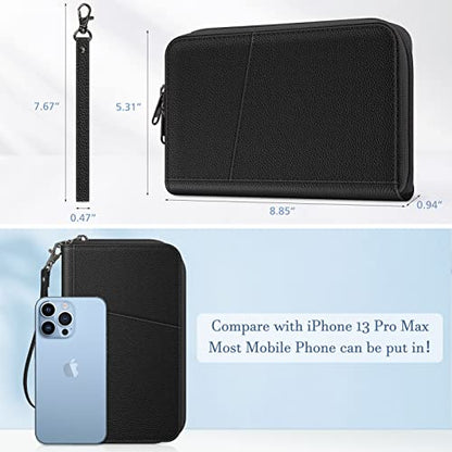 Fintie Family Passport Holder Wallet, RFID Blocking Travel Document Organizer Clutch Bag Credit Cards Case Cover for Women Men - color: Black