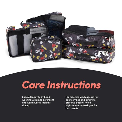 Disney Minnie Mickey Stitch Packing Cubes - Winnie the Pooh, Princess Cinderella, Cars, Toy Story 5 Piece Packing Cubes Compression - Travel Essential - Luggage Suitcase Organizer Set - color: Black
