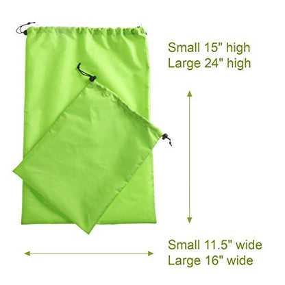 Smooth Trip Travel Laundry Bags with Odor-Blocking Barrier for Wet and Dirty Clothing - Set of 2 Foldable Compact Bags Fit in Luggage and Packs for Gym Clothes, Shoes, Bathing Suits and Baby Clothes