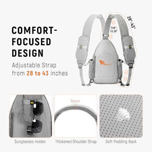 SKYSPER Sling Bag Anti-Theft Crossbody Bag RFID Travel Cross Body Shoulder Sling Backpack - color: Gray