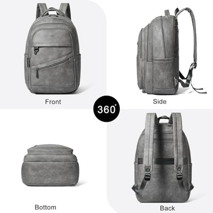 LATMAP Backpack for Women Men - Vegan Leather Backpack Purse Travel Carry-on Bag College Bookbag Work fits 16.5" Laptop,DimGray - color: Dimgray
