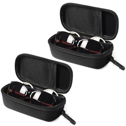 Bukere Double Eyeglasses Case with Adjustable Slots, EVA Hard-shell Travel Dual Glasses Sunglasses Organizer for Men Women - color: Black&black