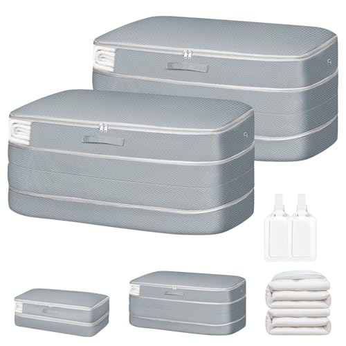 Comforter Storage Bag - Large Capacity Bedding Storage Bags Ultra Space Saving Self Compression Organizer, Washable Compression Bags for Storage Comforter Blanket Duvet Pillow, 2-Pack, Grey - color: Grey, size: 2 Packs