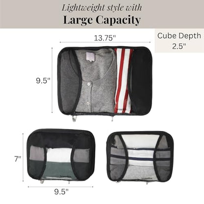 Baggallini Compression Cube 3-piece set - Lightweight Compression Packing Cubes for Travel - color: Midnight blossom