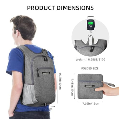 Small Hiking Backpack with Detachable Front Phone Holder, Foldable Packable Back pack with Chest and Waist Strap, Lightweight Daypack for Women Men (Gray, 15L) - color: Gray