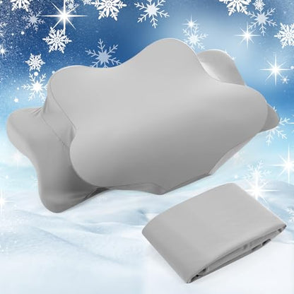 Hahafelt Cooling Cervical Neck Pillowcase Cover (Only Pillow Case) Ergonomic Pillowcase with Zipper Breathable Contour Pillow Cover for Side Back Stomach Sleepers (Gray,Standard Size) - color: Gray, size: Standard