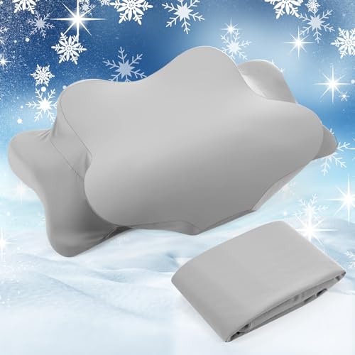 Hahafelt Cooling Cervical Neck Pillowcase Cover (Only Pillow Case) Ergonomic Pillowcase with Zipper Breathable Contour Pillow Cover for Side Back Stomach Sleepers (Gray,Standard Size) - color: Gray, size: Standard