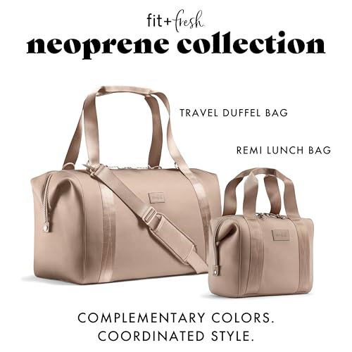 Fit & Fresh Remi Lunch Bag for Women Work – Neoprene Lunch Tote with Containers & Ice Pack, Reusable Meal Prep Lunch Box, Large Capacity, Machine Washable, Taupe - color: Taupe