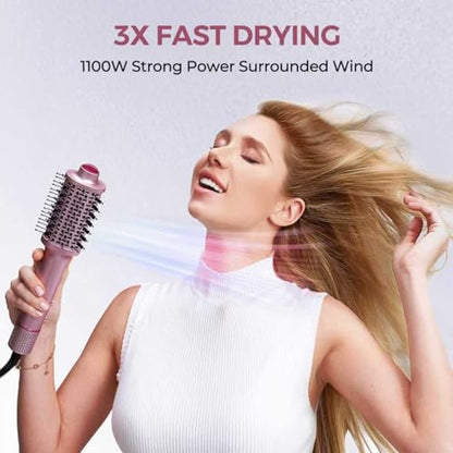 3 in 1 Ionic Hair Dryer Brush, Lightweight Blow Dryer Brush in One for Faster Dry and Style, Blowout Hot Air Brush, One Step Straightener Volumizer with Millions Negative Ions for Smooth