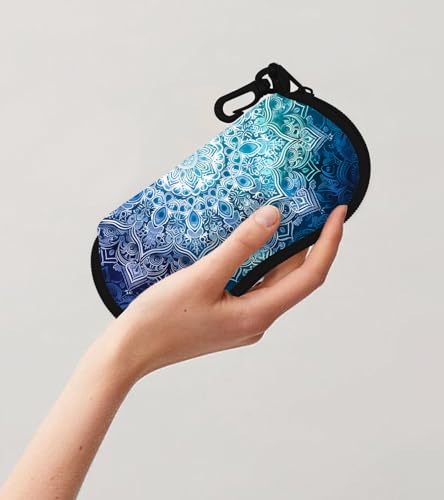Sunglasses Case Soft Glasses Cases for Women Pouch Eyeglass Bag Eye Glass Kids Girls Sun Glasses Cute Kawaii - color: Blue Mandala