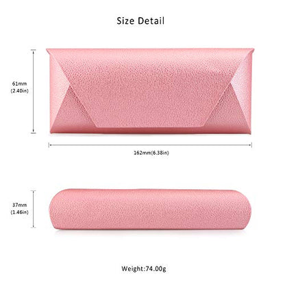 LifeArt Eyeglass Case Hard Shell, Portable Sunglass Case, Fashionable PU Leather Eyeglass Case, Lightweight - color: A_638_pink