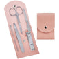 HANTEKAS Travel Manicure Set Professional Nail Clipper Kit-5 Pieces Stainless Steel Manicure Kit, Women Men Grooming kit With Nail Care Tools Beauty Scissors Tweezers (Silver Pink) - color: Pink