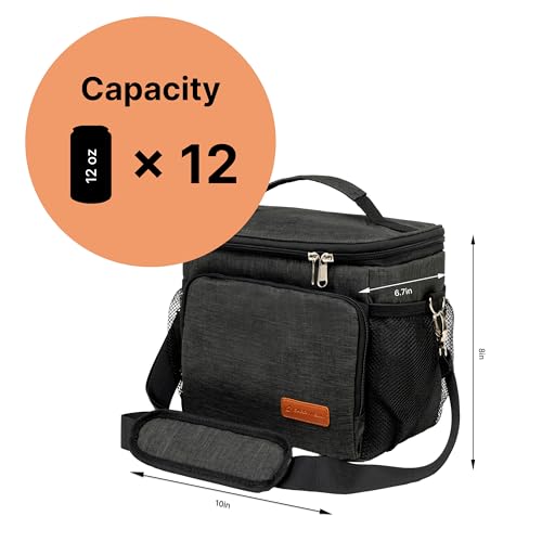 Carrywell (Not Made In China) Insulated Lunch Bag For Men, Men's Lunch Box, Leakproof, Collapsible, Soft Sided Cooler W/Adjustable Shoulder Strap, Grey - color: Charcoal Gray