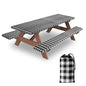 6ft Picnic Table and Bench Cover, Camping Essentials RV Gear, 72in Waterproof Windproof Outdoor Elastic All Around Tablecloth, Fitted Rectangle Tables and Seats, Black-White Checkered - color: Black-white Checkered, size: 72"